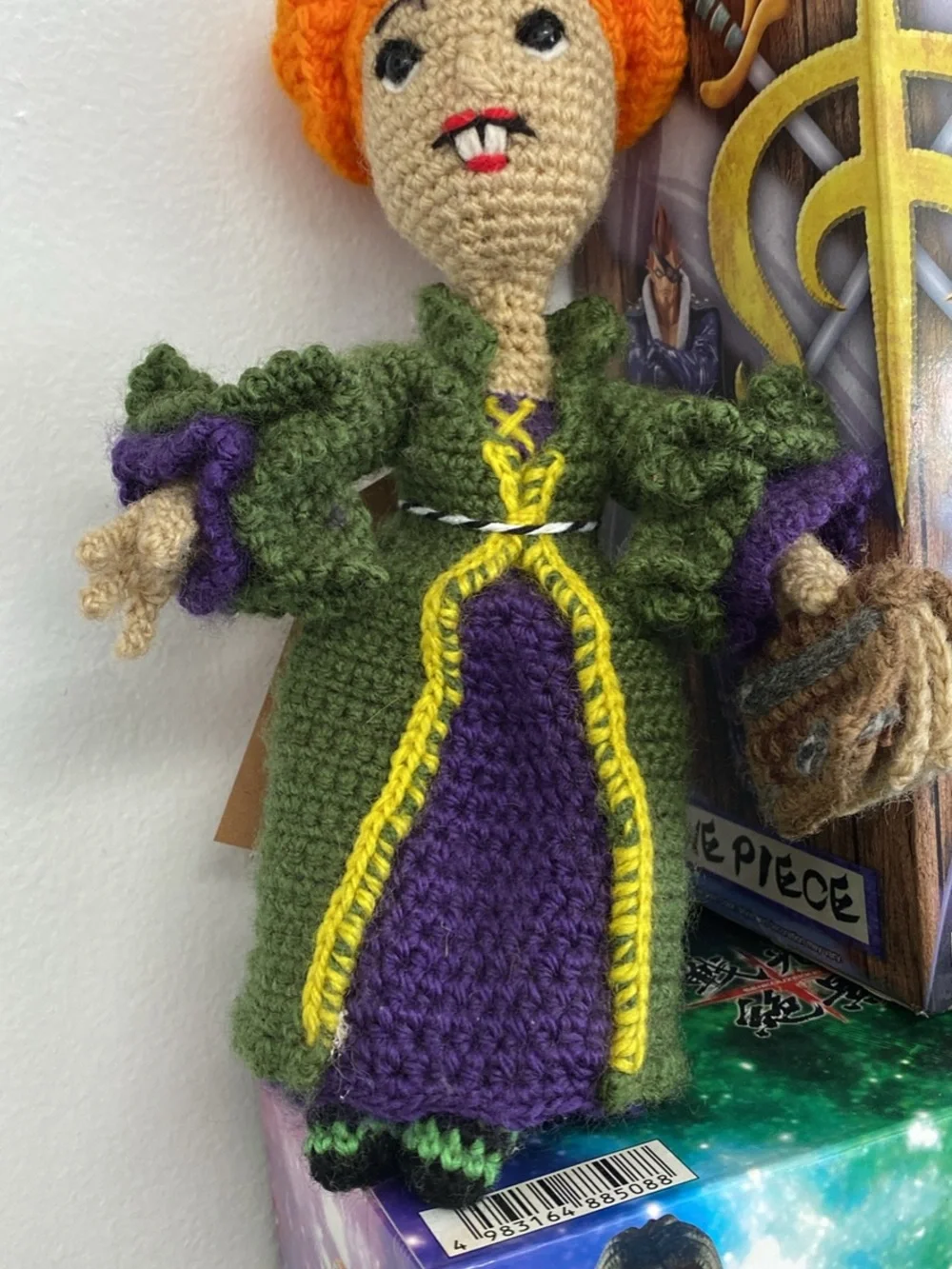 Handmade Green & Purple Crochet Doll Plush - Kids Stuffed Animal